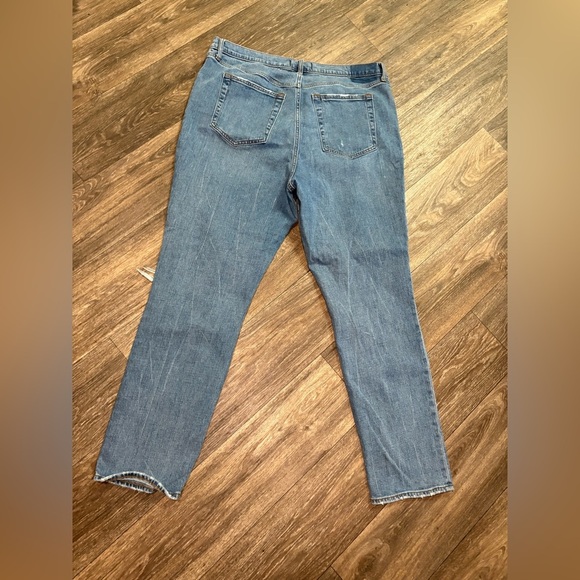 Abercrombie & Fitch The 90s Slim Straight Ultra High Rise Distressed Blue Jeans - Picture 3 of 7